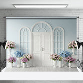Lofaris Sweet Baby Light Blue And Floral Wedding Backdrop